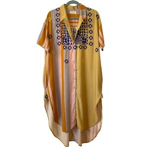 Urban Outfitters Midi Southwestern Boho Colorblock Embroidered Tunic